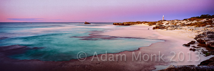 Panoramic photographic The Basin at twilight, Rottnest Island, off the coast of Fremantle Western Australia